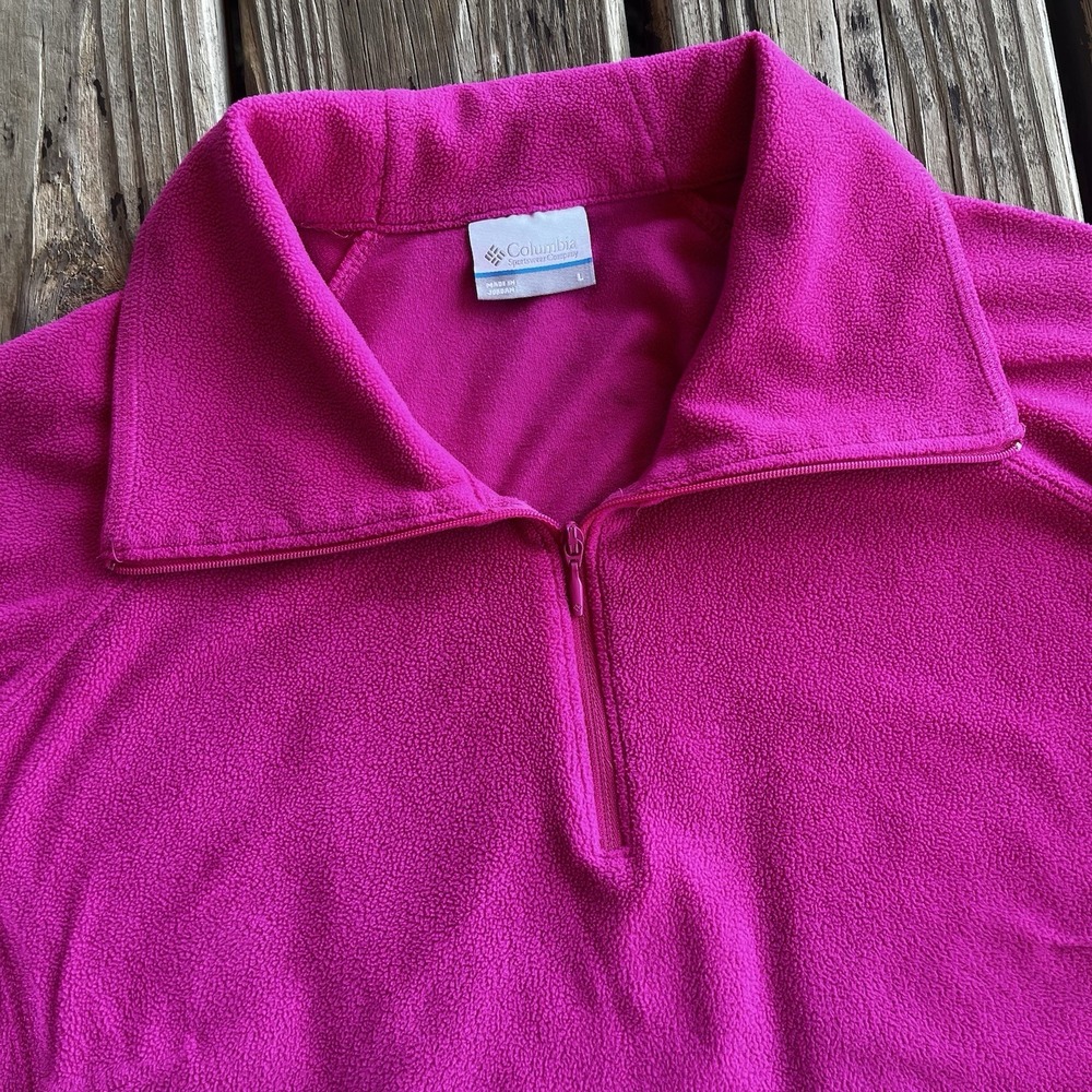 Columbia Hot Pink 1/4 Zip Long Sleeve Pullover Women's Large Lightweight